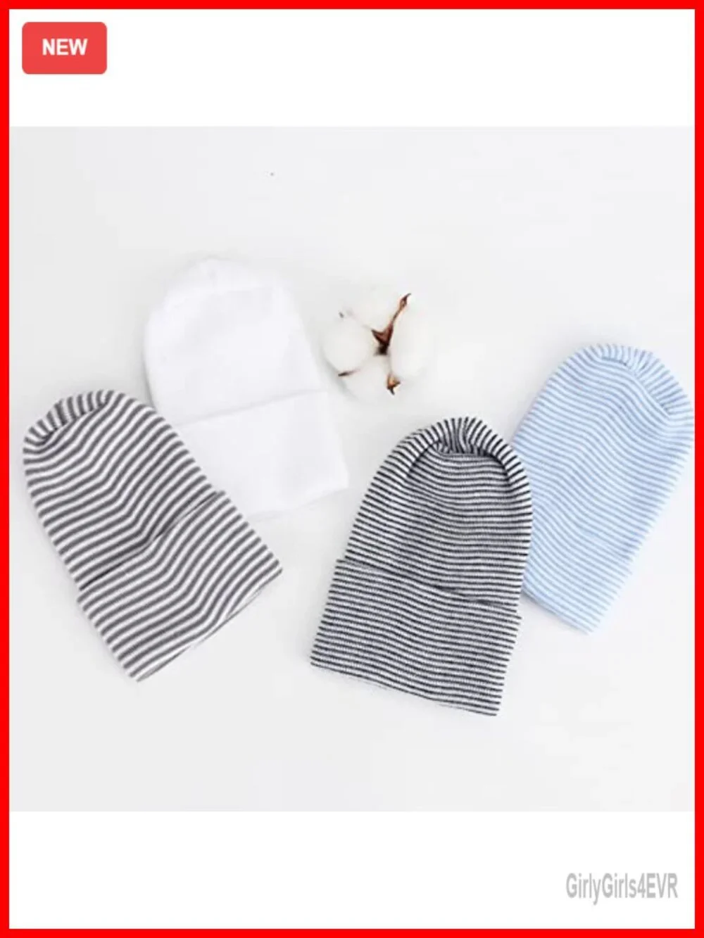 4 Pack Newborn Hospital Hat Infant Baby Cap with Big Bow Soft Cute Knot Beanie
